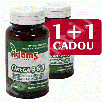 Omega 3-6-9 Ulei din Seminte de In, 30+30 capsule, 1+1, Adams Vision