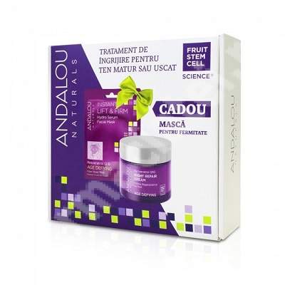 Pachet Andalou Crema Resveratrol Q10 + Masca ten uscat, Andalou, Secom