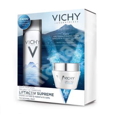 Pachet Crema anti-rid si fermitate ten norma-mixt Liftactiv Supreme, 50 ml +  Apa termala mineralizanta, 150 ml, Vichy