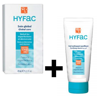 Pachet Crema globala anti-imperfectiuni cu AHA, 40 ml + Gel de spalare, 40 ml, Hyfac