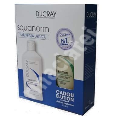 Pachet  sampon matreata uscata Squanorm, 200ml + Sampon Elution, 75m, Ducray