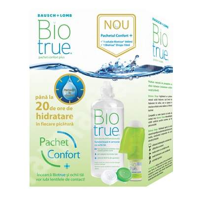 Pachet Solutie Biotrue multifunctionala, 360 ml + Pciaturi de ochi Biotrue Drop, 10 ml, Bausch Lomb