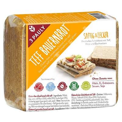 Paine taraneasca fara gluten cu teff 3 Pauly, 500 grame, Haus Rabenhorst