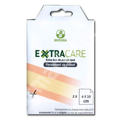 Pansament cu rivanol, Extracare, 6 x 10 cm, 2 bucati, Biofarm