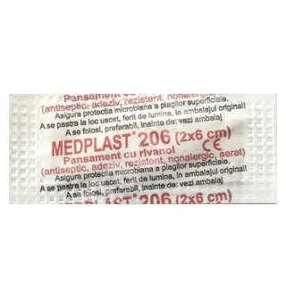 Pansament Medplast 206 cu rivanol, 2x6 cm, Mebra