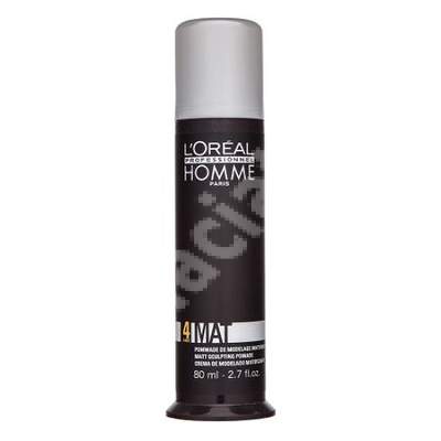 Pasta de par modelatoare pentru fixare puternica Homme Mat, 80 ml, Loreal Professionnel