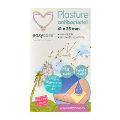 Plasture antibacterial 61 x 25 cm, 15 bucati, EasyCare