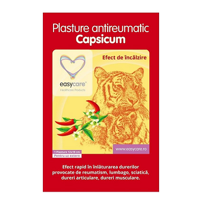 Plasture antireumatic cu ardei iute Capsicum, 12 x 18 cm, EasyCare