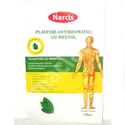 Plasture antireumatic cu mentol, 12 x 18 cm,, Narcis