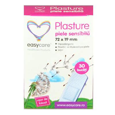 Plasture pentru piele sensibila, 72x19 mm, 30 bucati, EasyCare