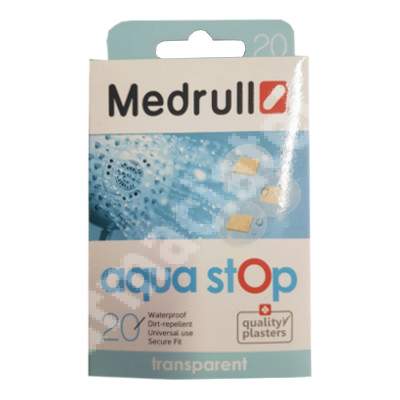 Plasturi rotunzi rezistenti la apa Aqua Stop, 20 bucati, Medrull