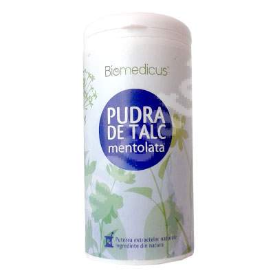 Pudra de talc mentolata, 80 g, Biomedicus