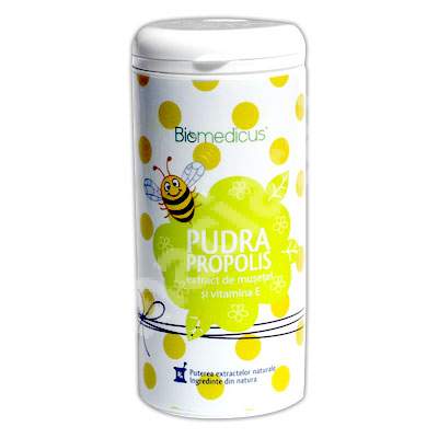 Pudra talc propolis extract de musetel si vitamina E, 80 g, Biomedicus