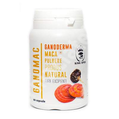 Pulbere maca si ganoderma - Ganomac, 60 capsule, King Spor