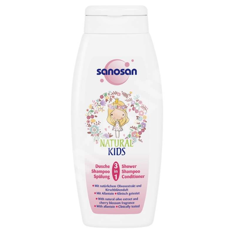 Sampon, balsam si gel de dus 3in1 pentru fete, 250 ml, Sanosan