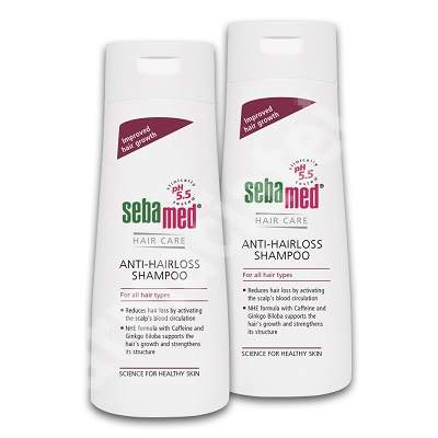 Pachet Sampon dermatologic impotriva caderii parului, 200 ml + 200 ml, Sebamed