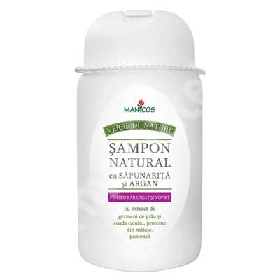 Sampon natural cu Sapunarita si Argan, pentru par uscat si vopsit, 300 ml, Verre de Nature