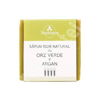 Sapun 100% natural cu orz verde si argan, 110 g, Trio Verde