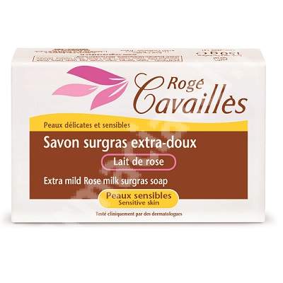 Sapun surgras extra-delicat cu lapte de trandafir piele sensibila, 250 g, Roge Cavailles