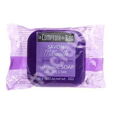 Sapun traditional de Marsilia cu parfum de Violete, 100 g, Le Comptoir du Bain