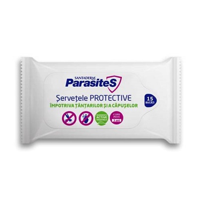 Servetele protectoare impotriva tantarilor si capuselor Parasites Santaderm, 15 bucati, Viva Pharma