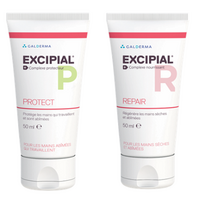 Crema protectoare pentru maini Excipial P Protect, 50 ml + Crema pentru maini uscate si iritate Excipial R, 50 ml, Galderma