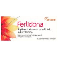 Supliment alimentar cu acid folic,iod si vitamine Ferlidona, 30 capsule, Actavis