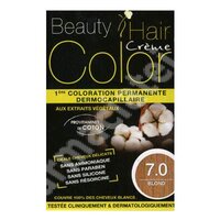 Vopsea de par cu extracte vegetale si bumbac Blond, Nuanta 7.0, 160 ml, Beauty Hair Color