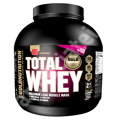 Total Whey cu aroma de capsuni, 2 kg, Gold Nutrition