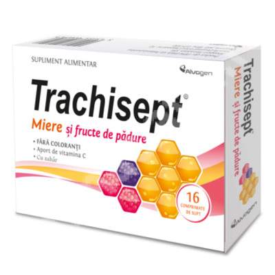 Trachisept cu miere si fructe de padure, 16 comprimate, Alvogen