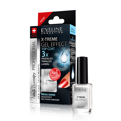 Tratament gel efect Top Coat X-treme Nail Therapy, 12 ml, Eveline Cosmetics