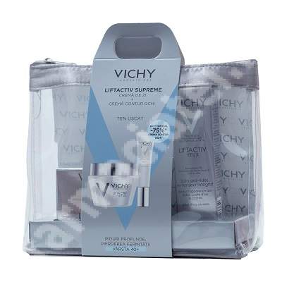 Trusa Crema de zi si Crema contur ochi ten uscat Liftactiv Supreme, Vichy