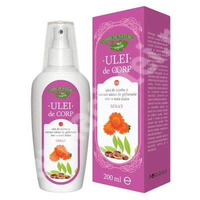 Ulei de corp cu ulei de jojoba si extract uleios de galbenele nota dulce, 200 ml, Verre de Nature