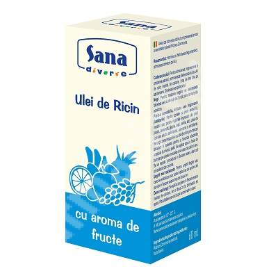 Ulei de ricin cu aroma de fructe, 60 ml, Sana