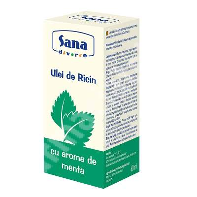 Ulei de ricin cu aroma de menta, 60 ml, Sana