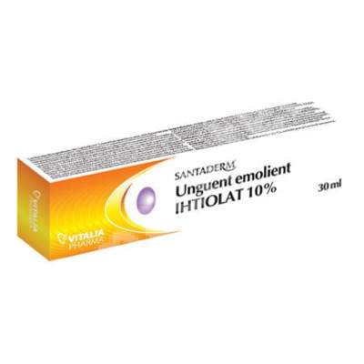 Unguent emolient ihtiolat 10% Santaderm, 30 ml, Viva Pharma