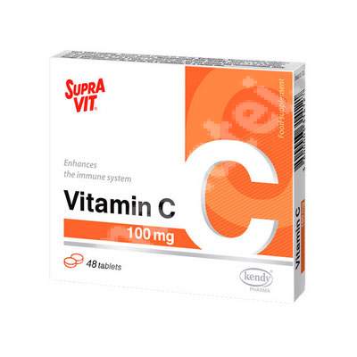 Vitamina C 100mg Supra Vit, 48 tablete, kendy