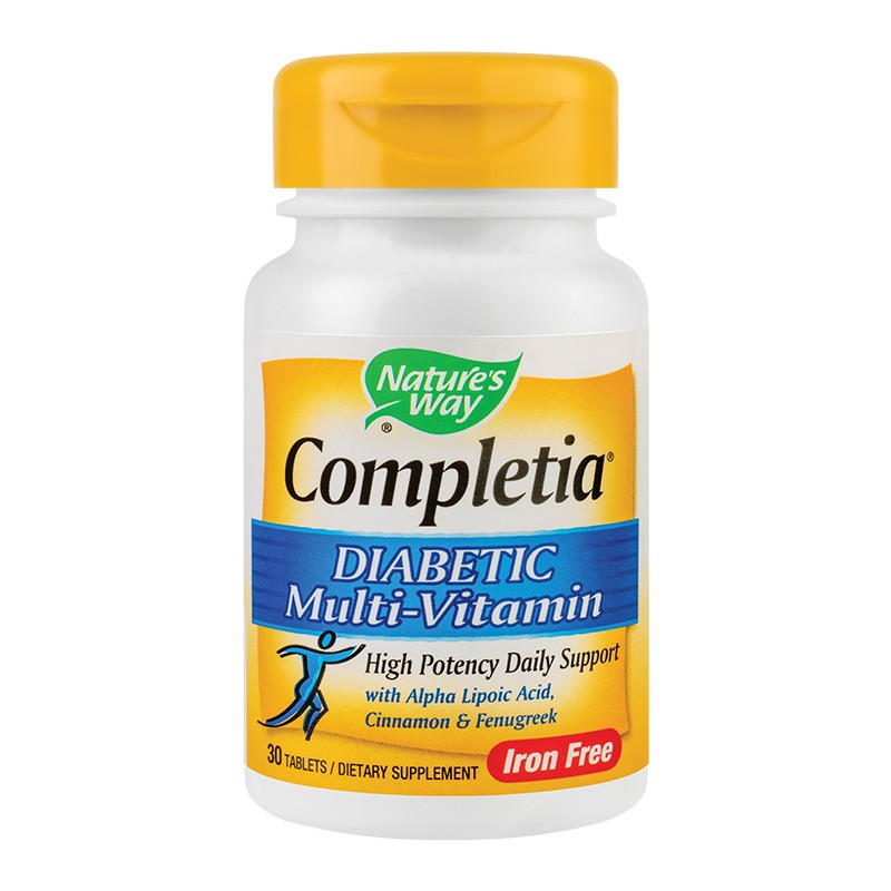 Completia Diabetic Multi-Vitamin (fara fier) Natures Way, 30 tablete, Secom