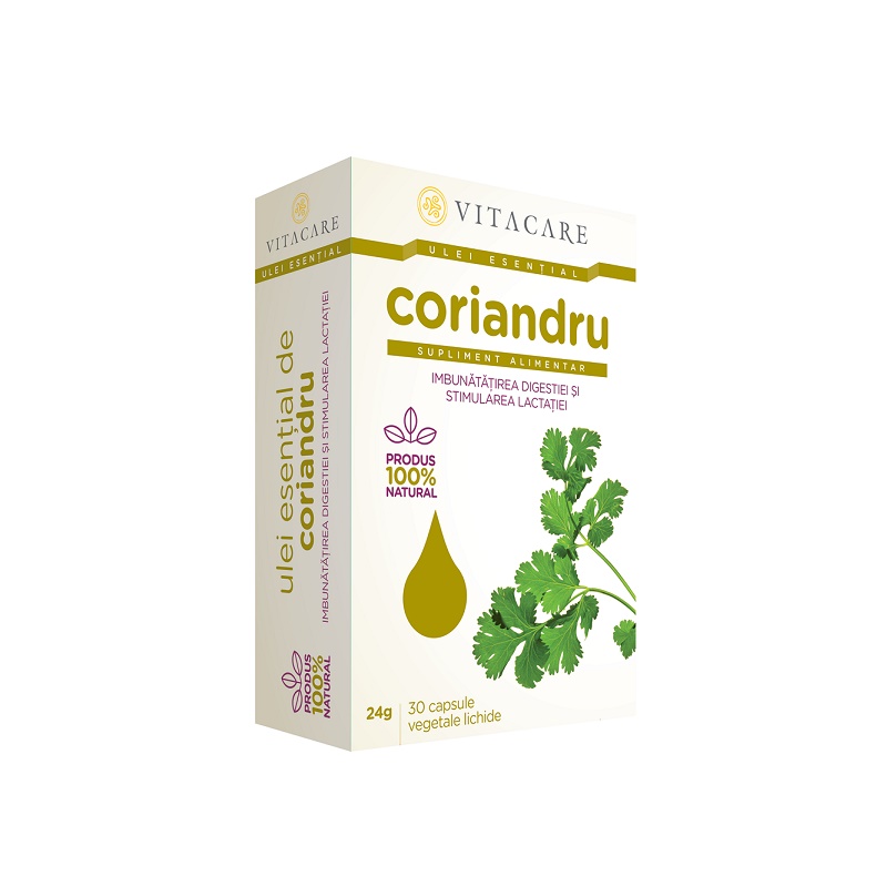 Ulei esential de Coriandru, 30 capsule, Vitacare