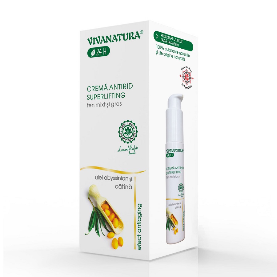 Crema antirid superlifting pentru ten mixt si gras, 45 ml, Vivanatura 