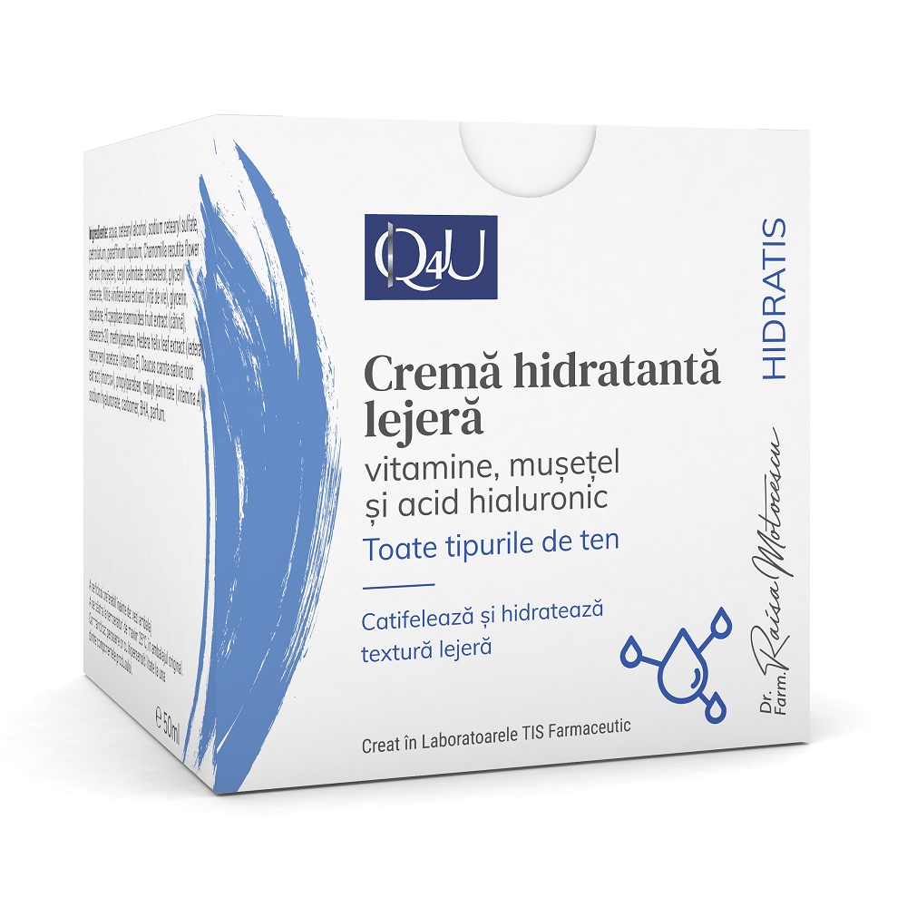 Crema hidratanta cu vitamine, musetel si acid hialuronic Hidratis Q4U, 50 ml, Tis Farmaceutic