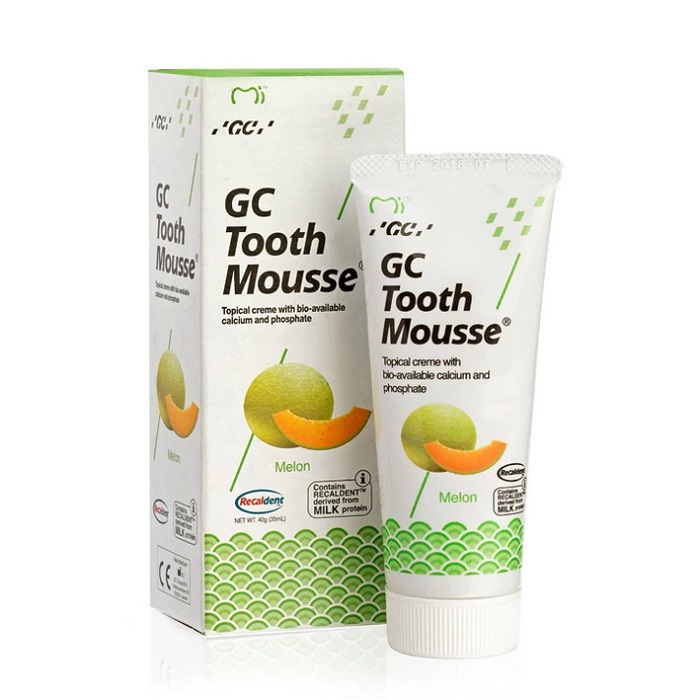 Crema topica remineralizanta pe baza de apa cu aroma de pepene galben Tooth Mousse, 40 g, GC