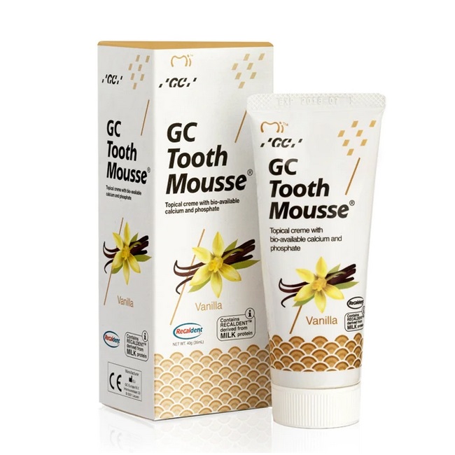 Crema topica remineralizanta pe baza de apa cu aroma de vanilie Tooth Mousse, 40 g, GC