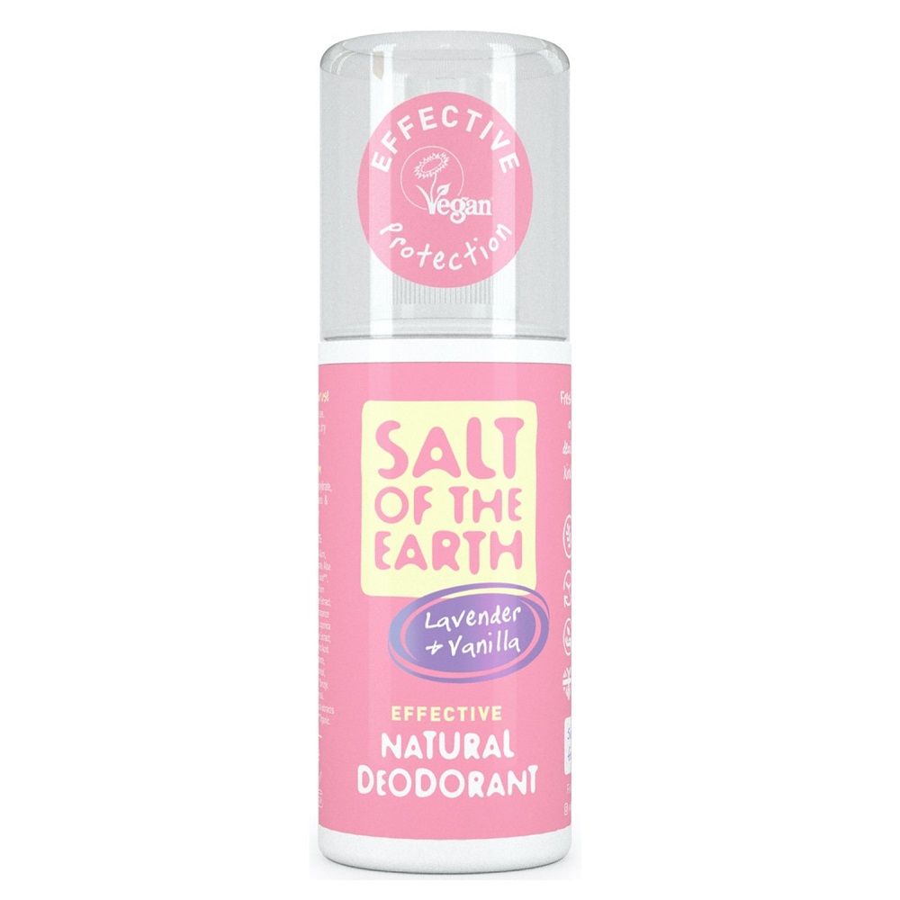 Deodorant vegan spray cu lavanda si vanilie Salt Of The Earth Pure Aura, 100 ml, Crystal Spring