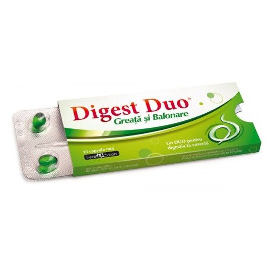 Digest Duo greata si balonare, 15 capsule, Health Advisors