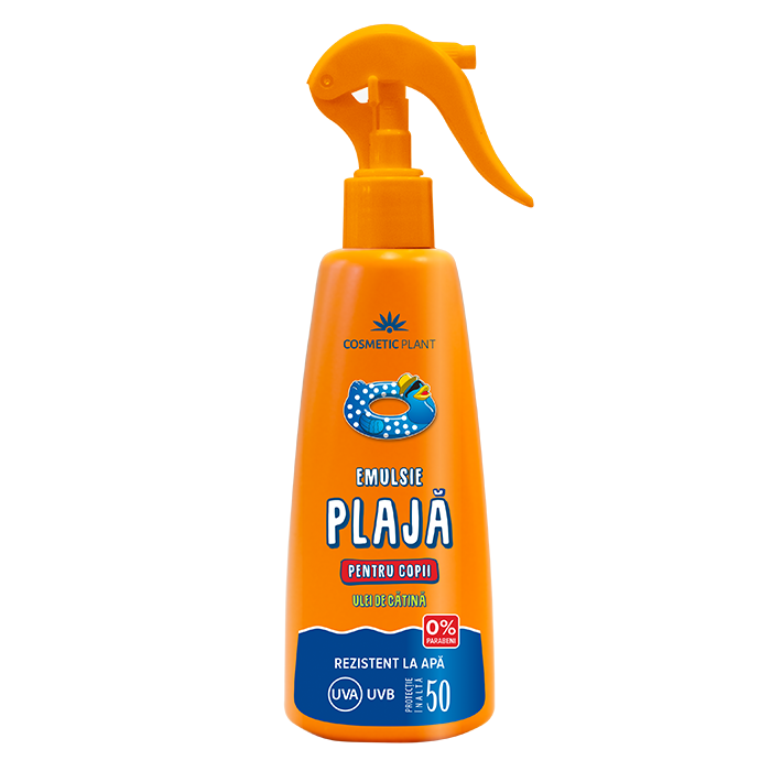 Emulsie plaja rezistenta la apa pentru copii cu ulei de catina SPF 50, 200 ml, Cosmetic Plant