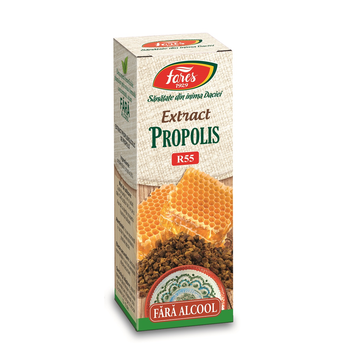 Extract de Propolis fara alcool, R55, 20 ml, Fares