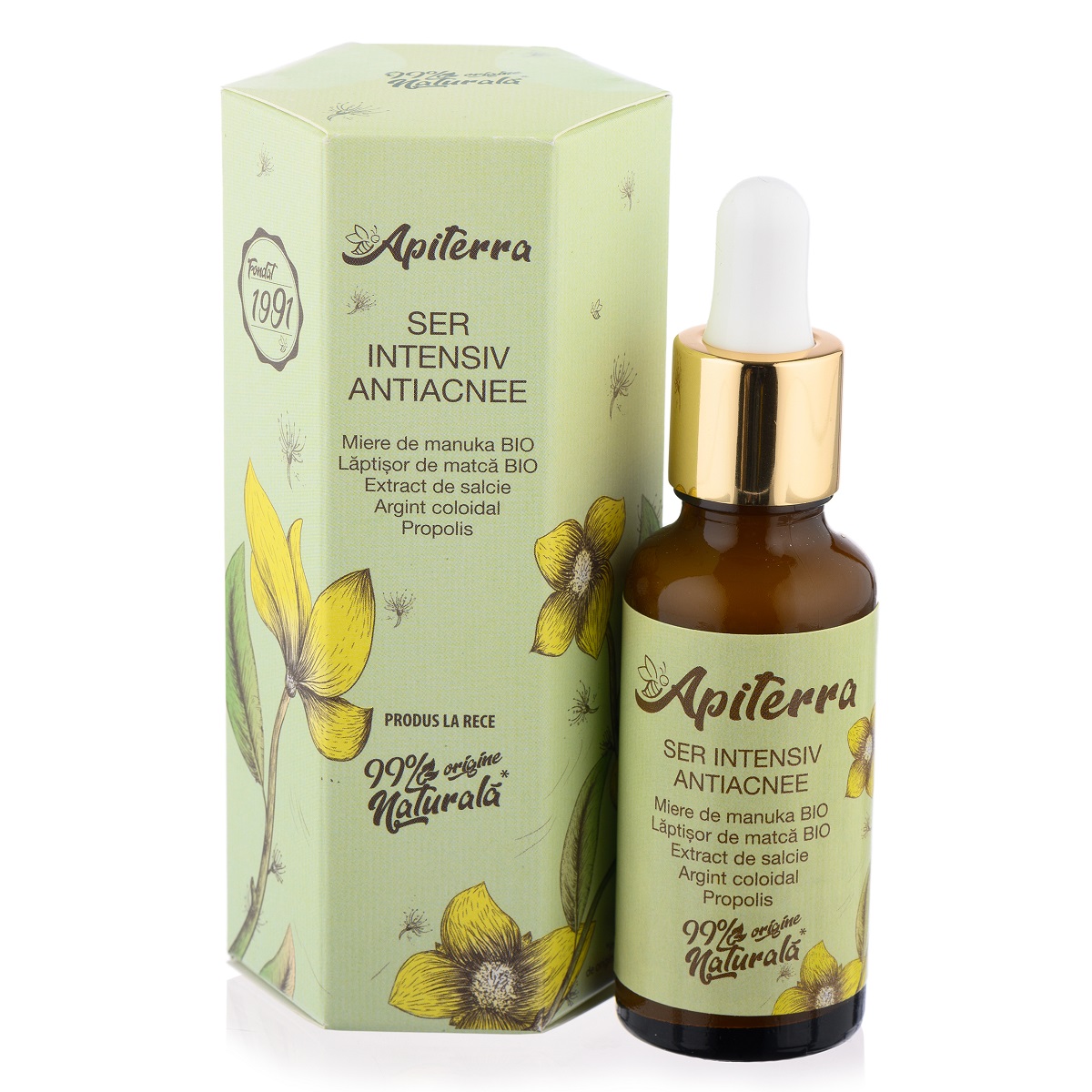 Ser intensiv antiacnee Apiterra, 30 ml, Apicola Pastoral Georgescu 