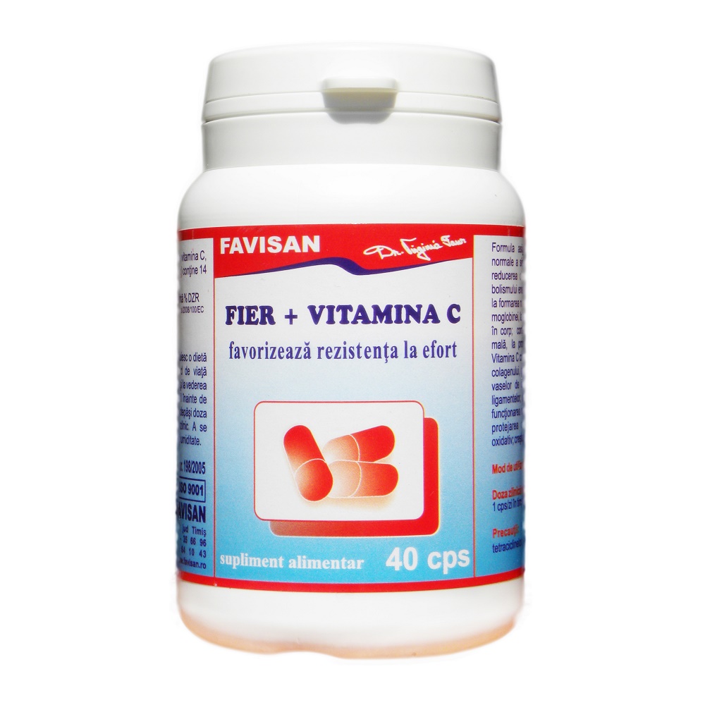 Fier + Vitamina C, 40 capsule, Favisan