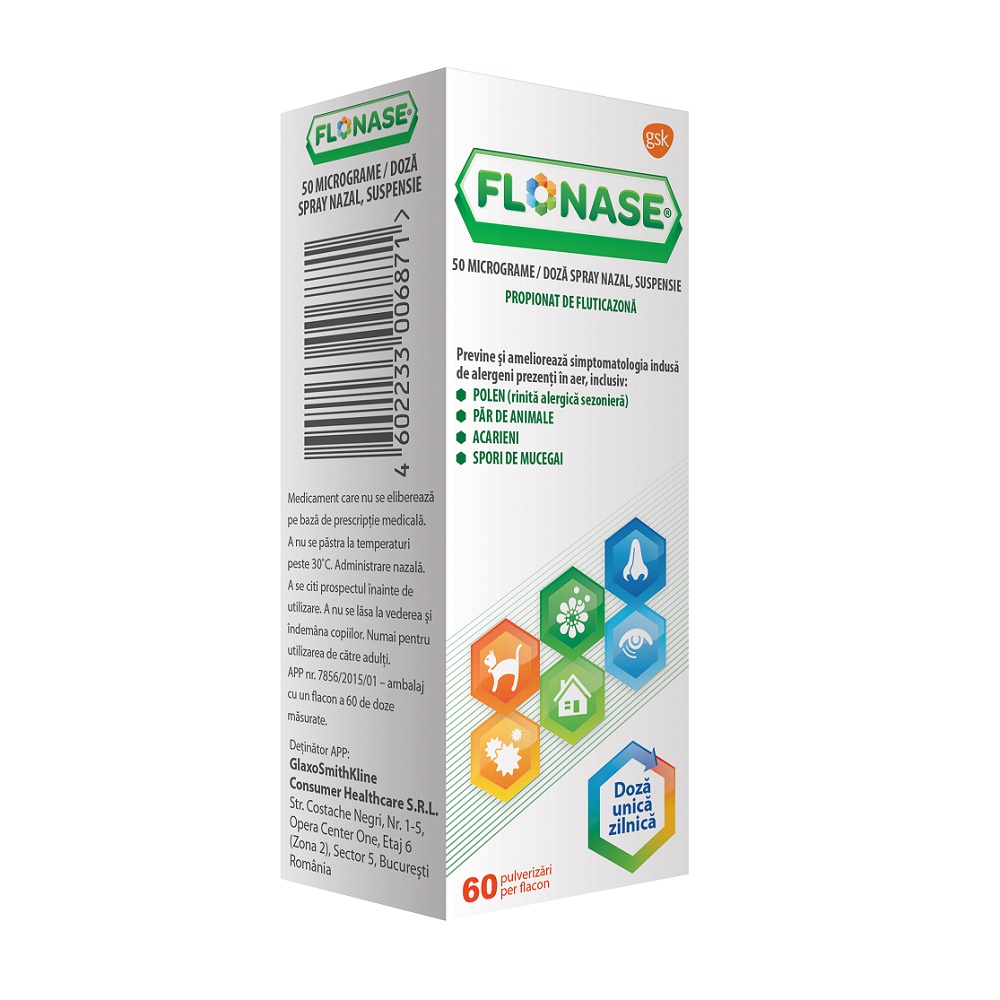 Flonase spray nazal, 50 micrograme/doza, 60 pulverizari, Gsk